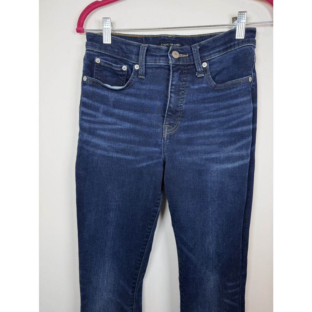 Lucky Brand Stevie Flare Jean Womens 6 28 Dark Blue High Rise Stretch Denim Boho - Picture 9 of 15